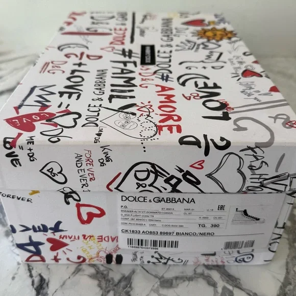 Dolce & Gabbana White and Black PORTOFINO High Top Sneakers NEW!!! - Picture 7 of 7